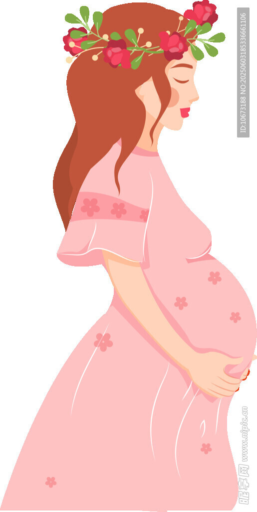 美丽孕妇 头戴花环显温柔