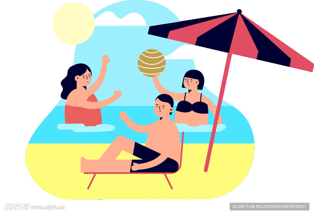 夏日沙滩欢乐休闲时光