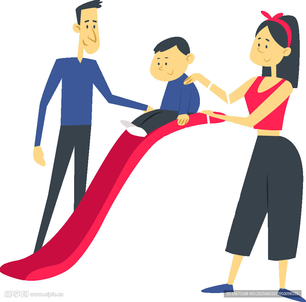 亲子共玩滑梯欢乐瞬间