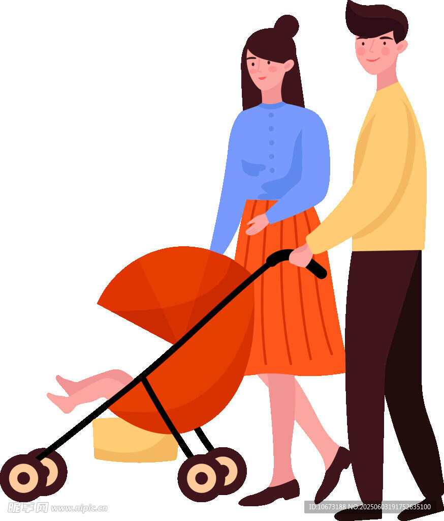 父母推婴儿车温馨出行