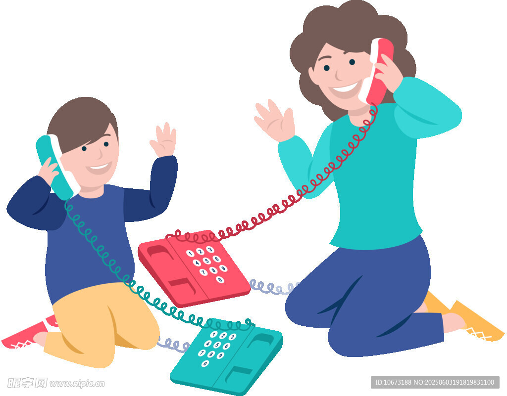 母子欢乐玩复古电话游戏