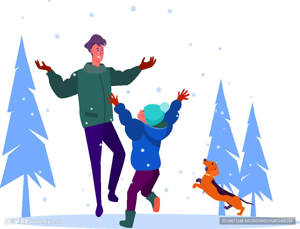 雪地中父子嬉戏欢乐瞬间