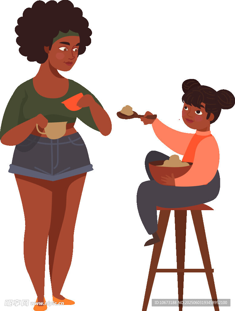 母女温馨喂食时刻