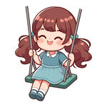 荡秋千的可爱小女孩