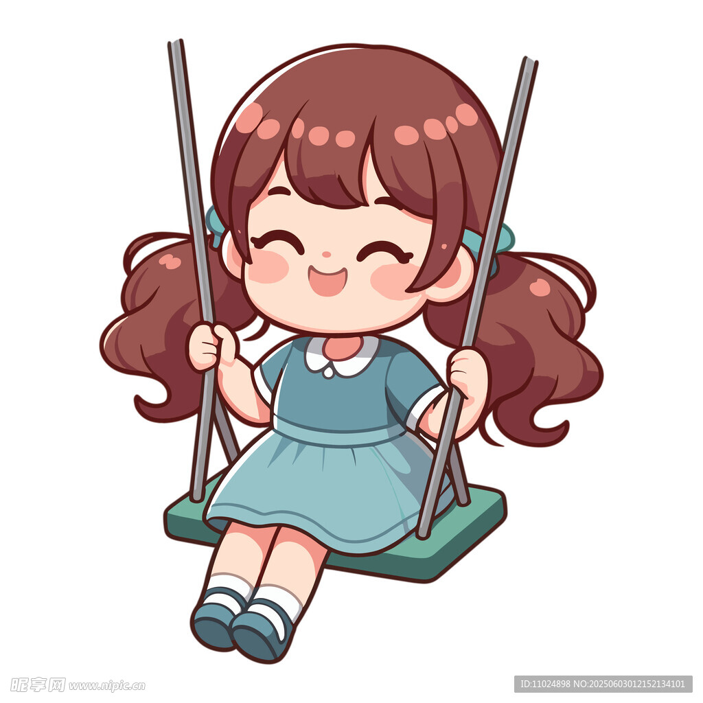 荡秋千的可爱小女孩