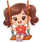 荡秋千的可爱小女孩