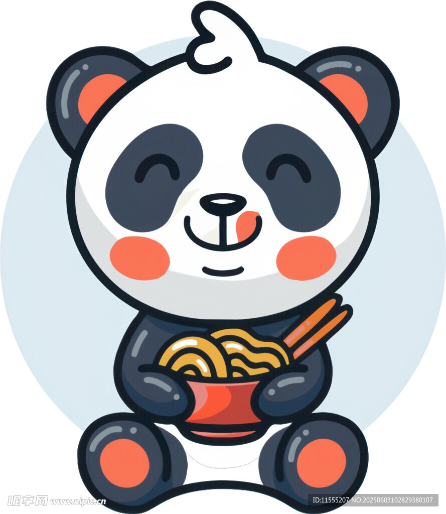 吃面条的可爱熊猫
