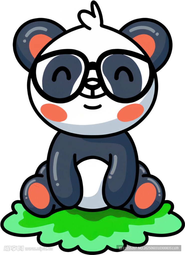 戴墨镜的可爱熊猫