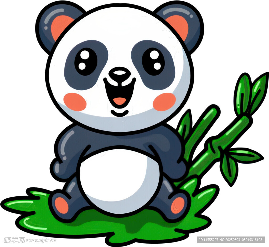 可爱熊猫与翠竹