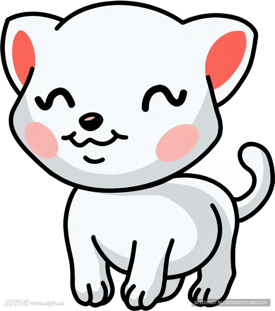 可爱卡通小白猫