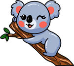 可爱考拉挂在树枝上