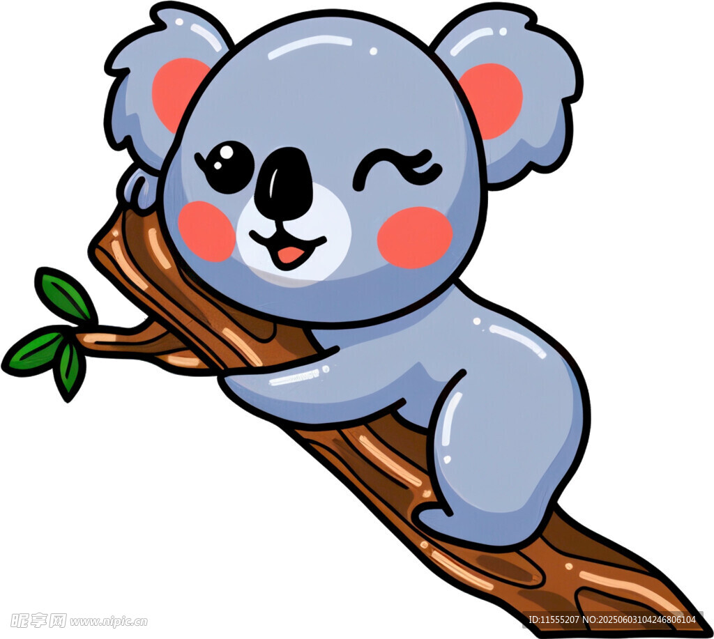 可爱考拉挂在树枝上