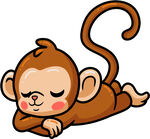 趴着的可爱小猴子