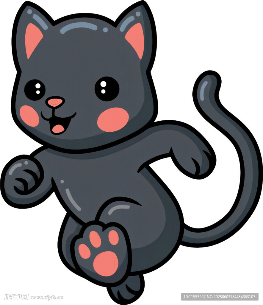 奔跑的可爱黑猫