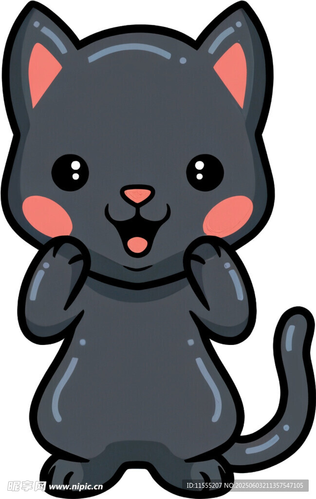 可爱黑猫比耶卖萌