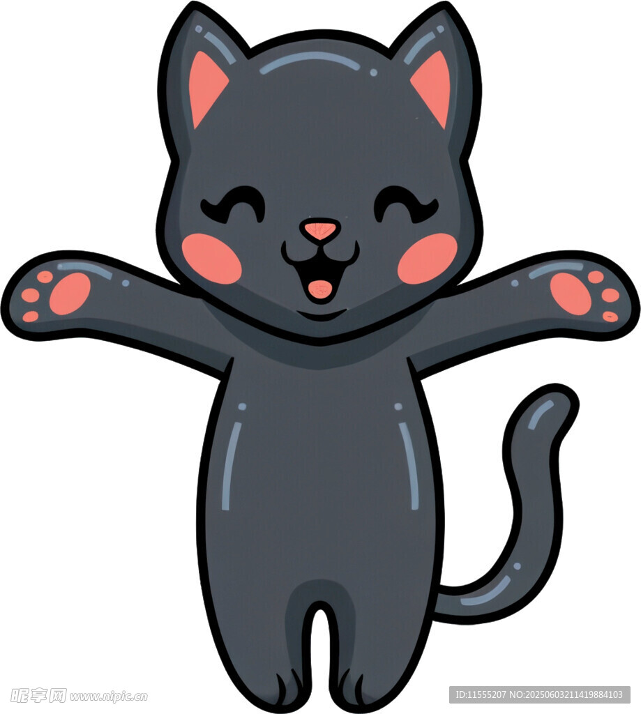 可爱黑猫张开双臂卖萌