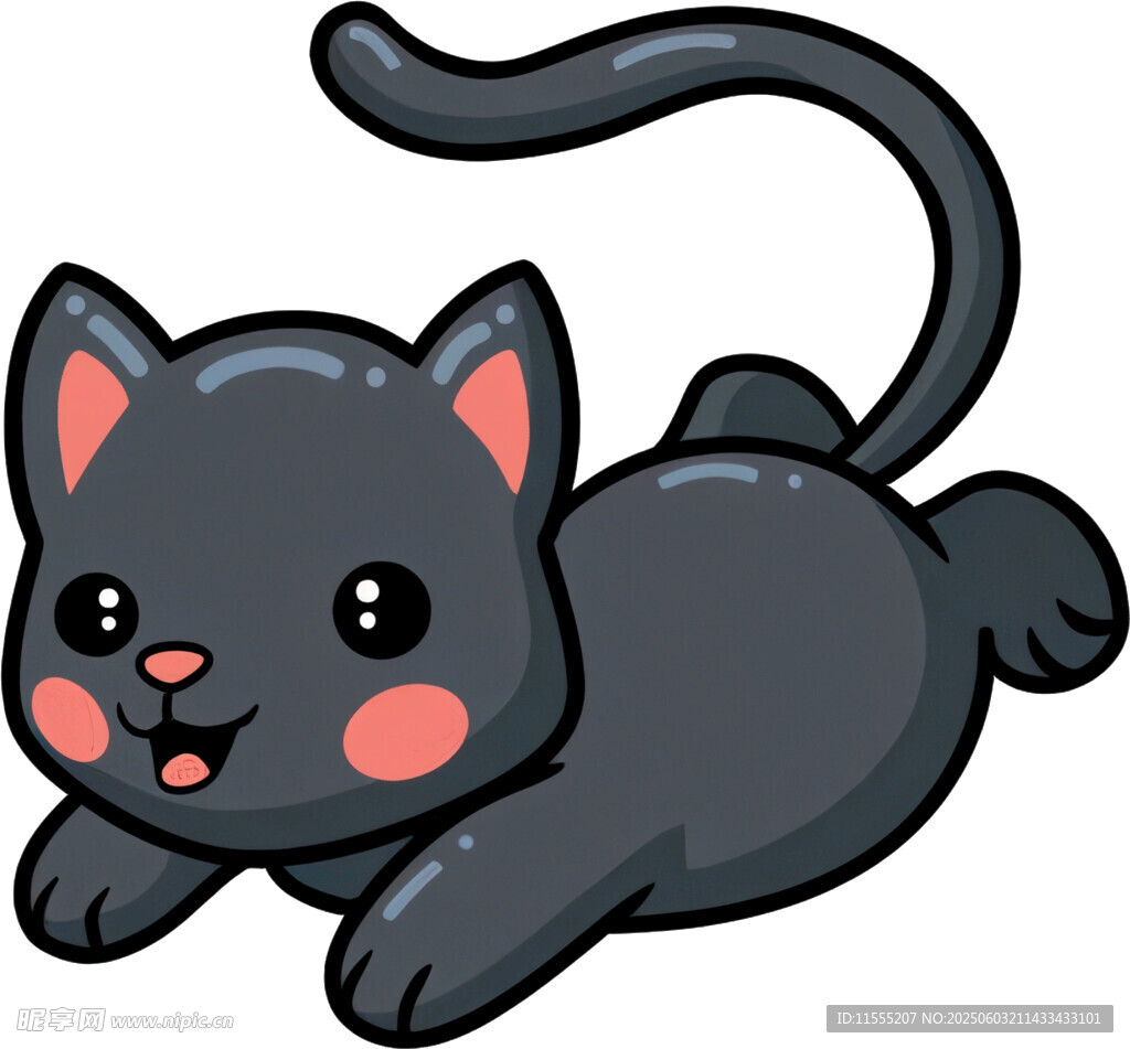 可爱黑猫趴着萌态十足