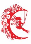 月下花中荡秋千的精灵