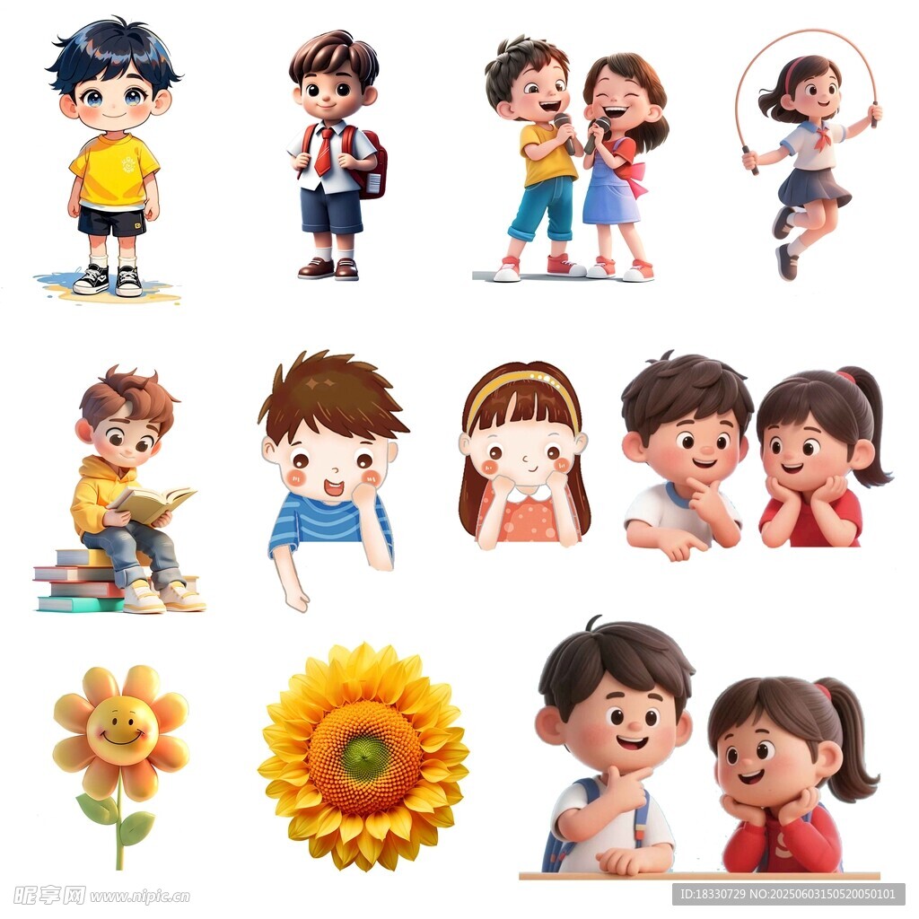 可爱儿童插画素材集合卡通孩子