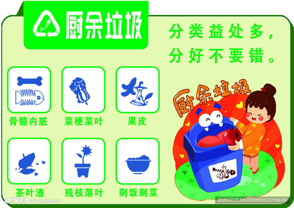绿色环保垃圾分类宣传图