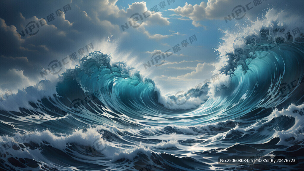 海浪  巨浪  蓝色海浪 