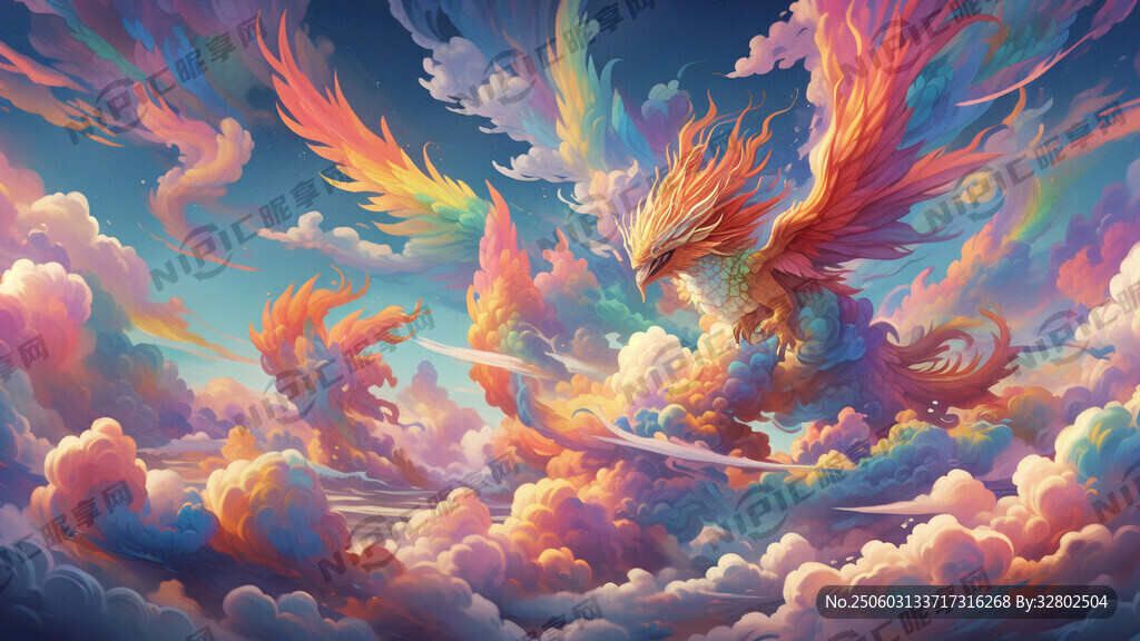七彩龙  七彩凤凰   云彩 