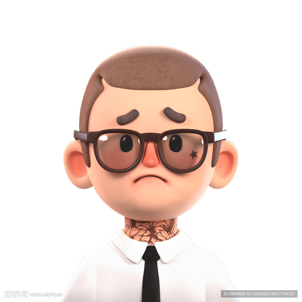 愁容上班族3D卡通形象