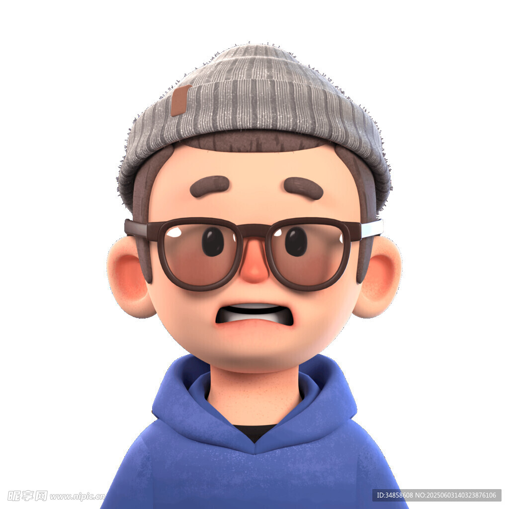 戴帽眼镜男3D形象