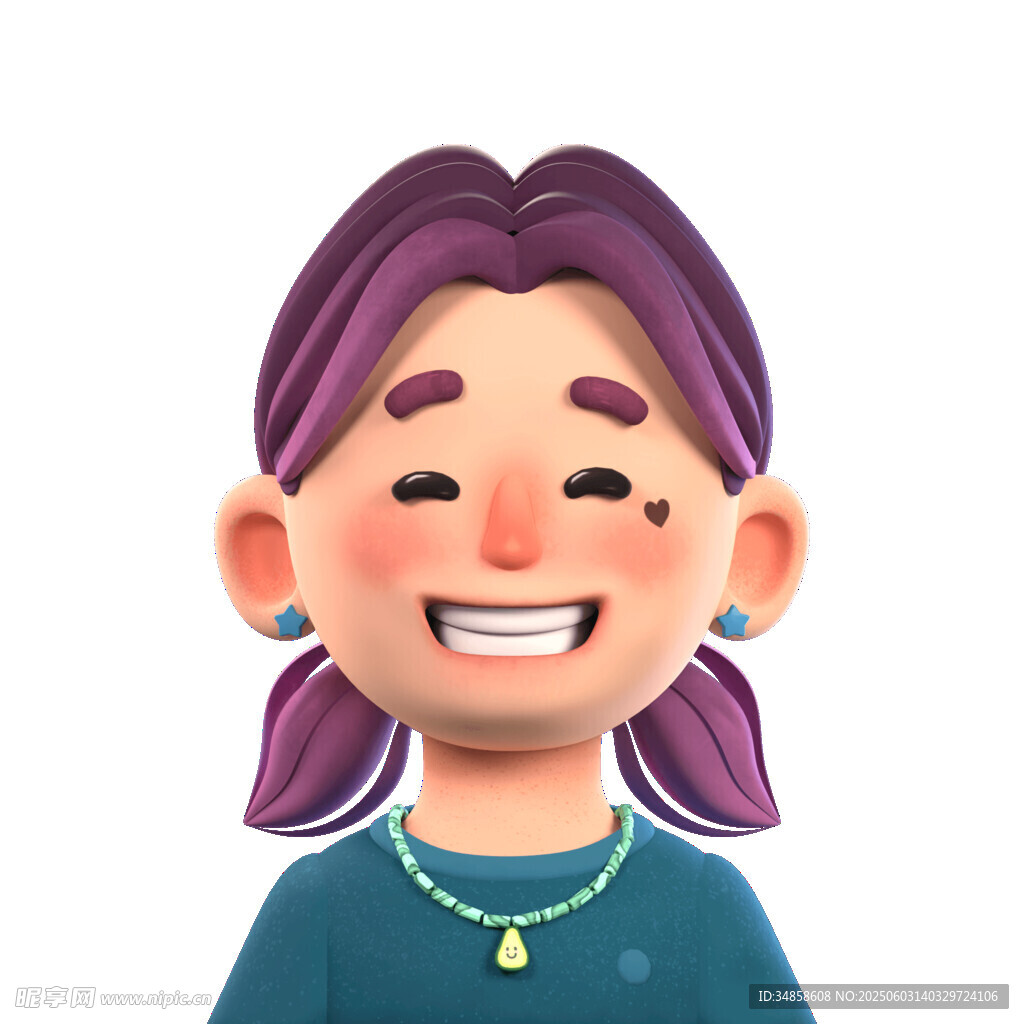 扎双马尾的开心女孩