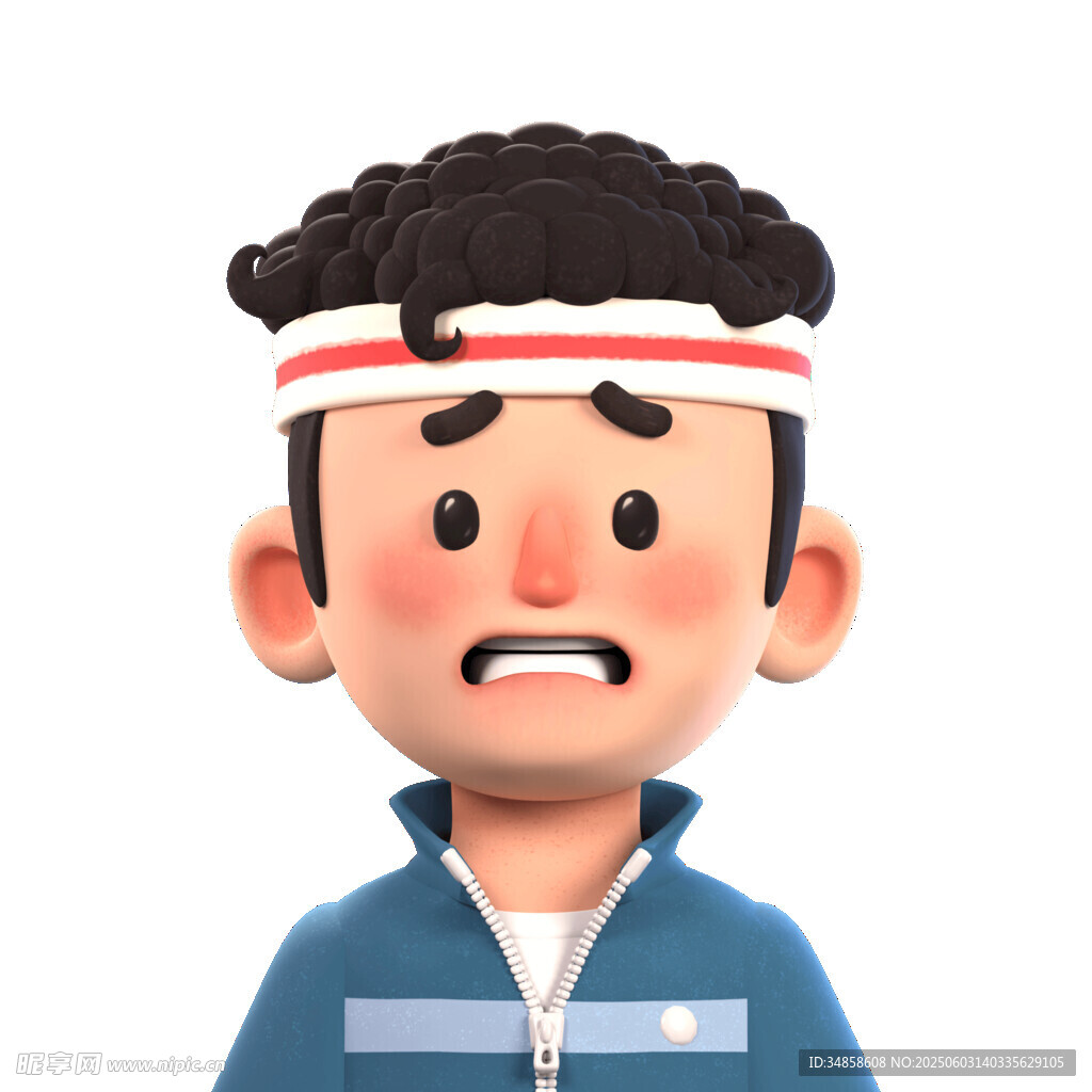 皱眉男子运动装扮形象