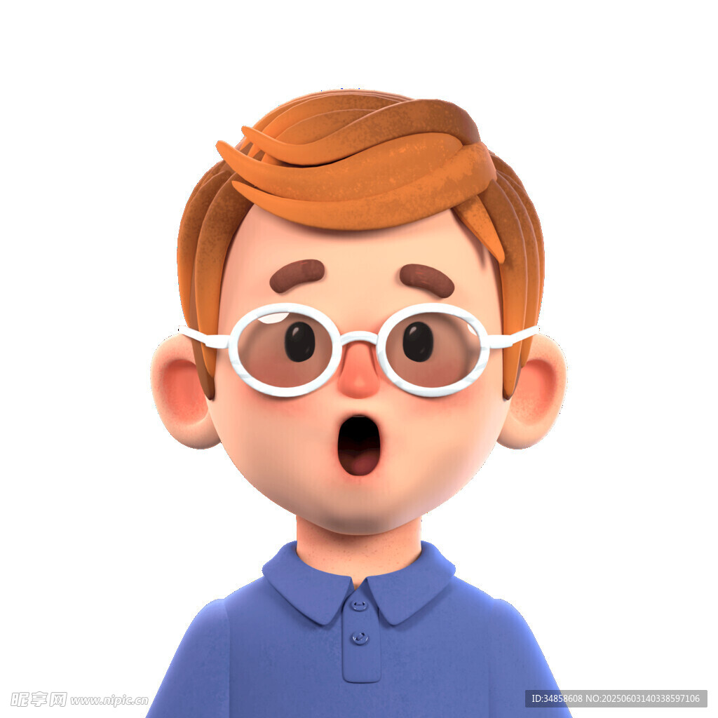 戴眼镜惊讶小男孩