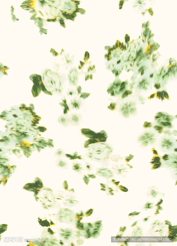清新绿白花卉
