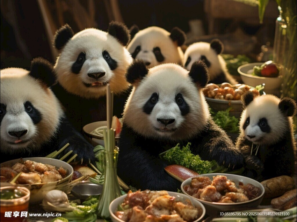 熊猫聚餐享美食