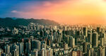 都市黄昏天际线壮丽景观