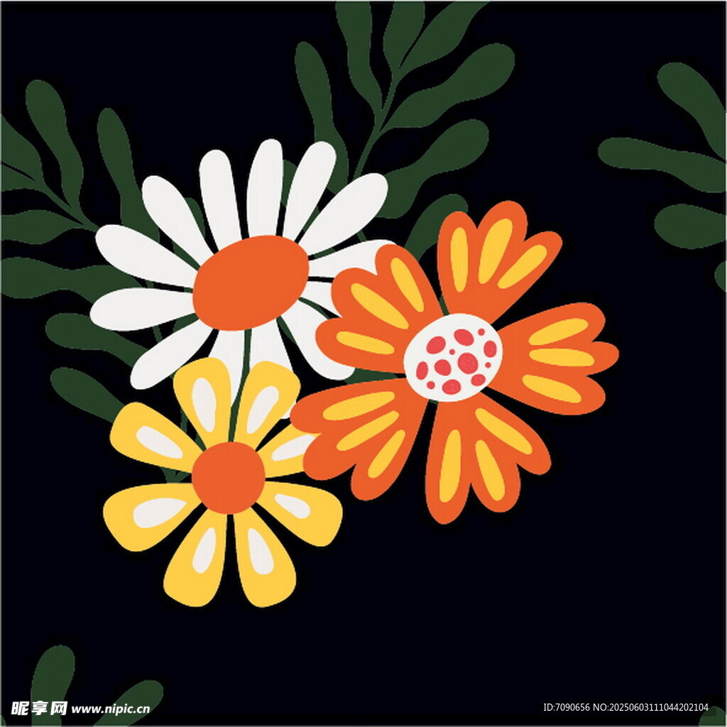 多彩花卉插画
