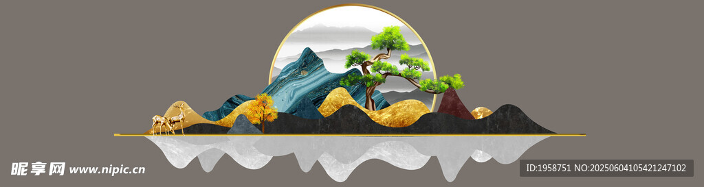 山水卧室壁画