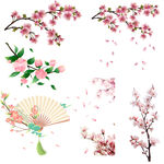 古风桃花折扇唯美元素