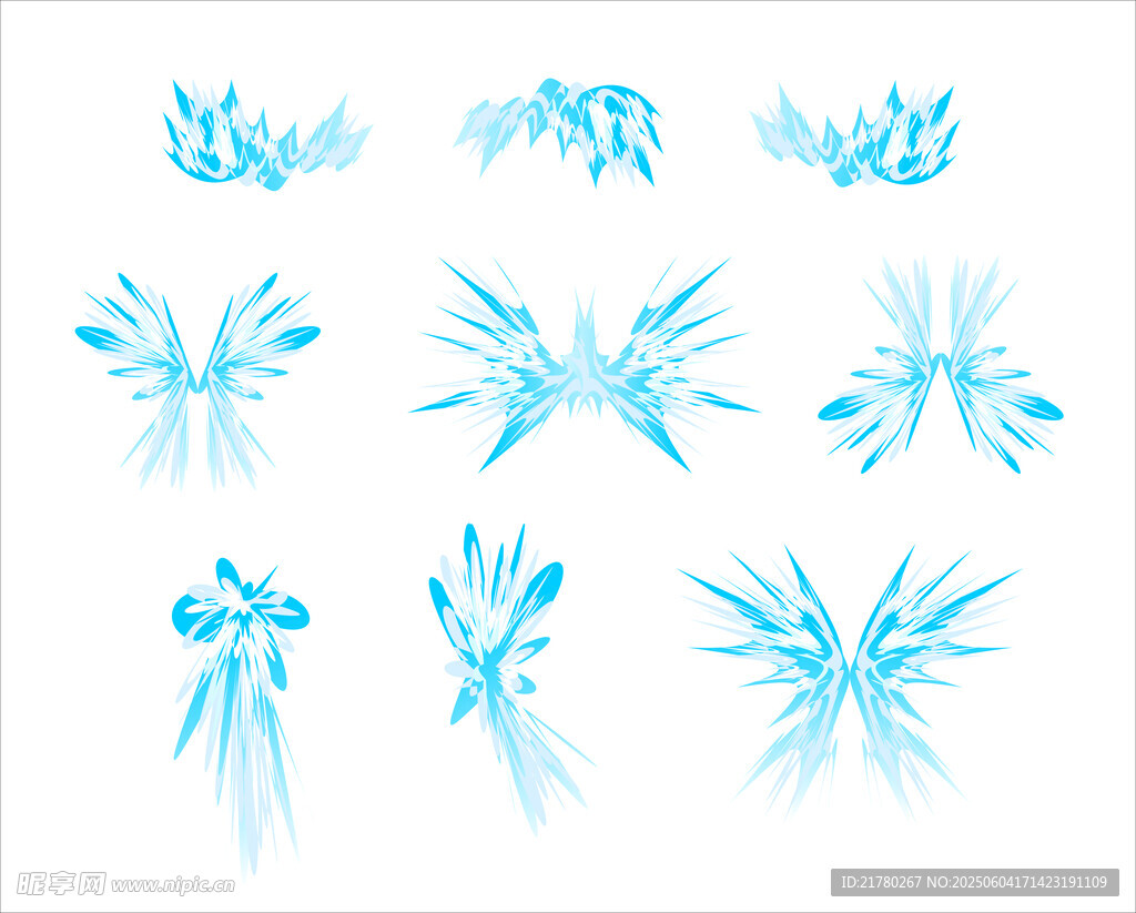 蓝色雪花装饰图案集合