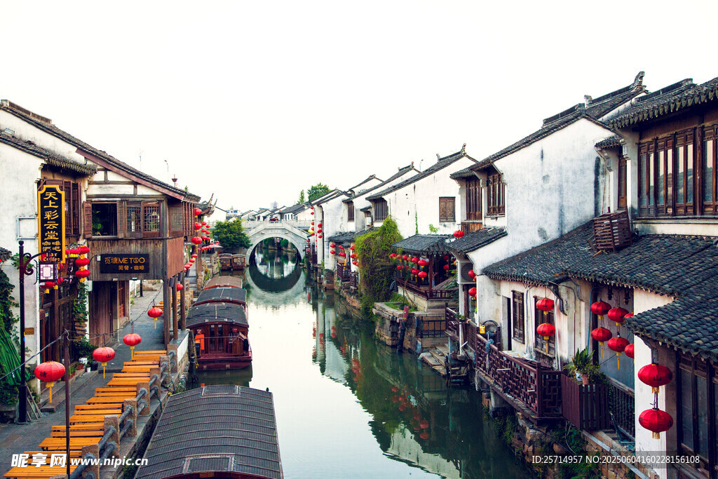 江南水乡古巷河道美景