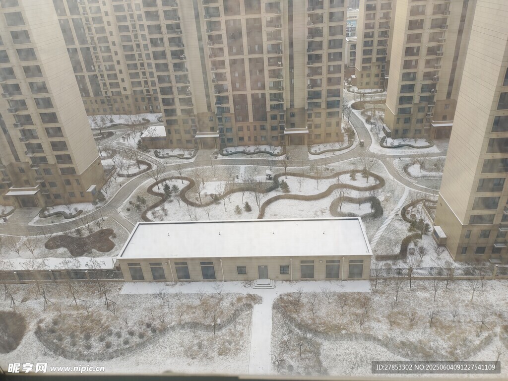 雪后小区景观俯瞰
