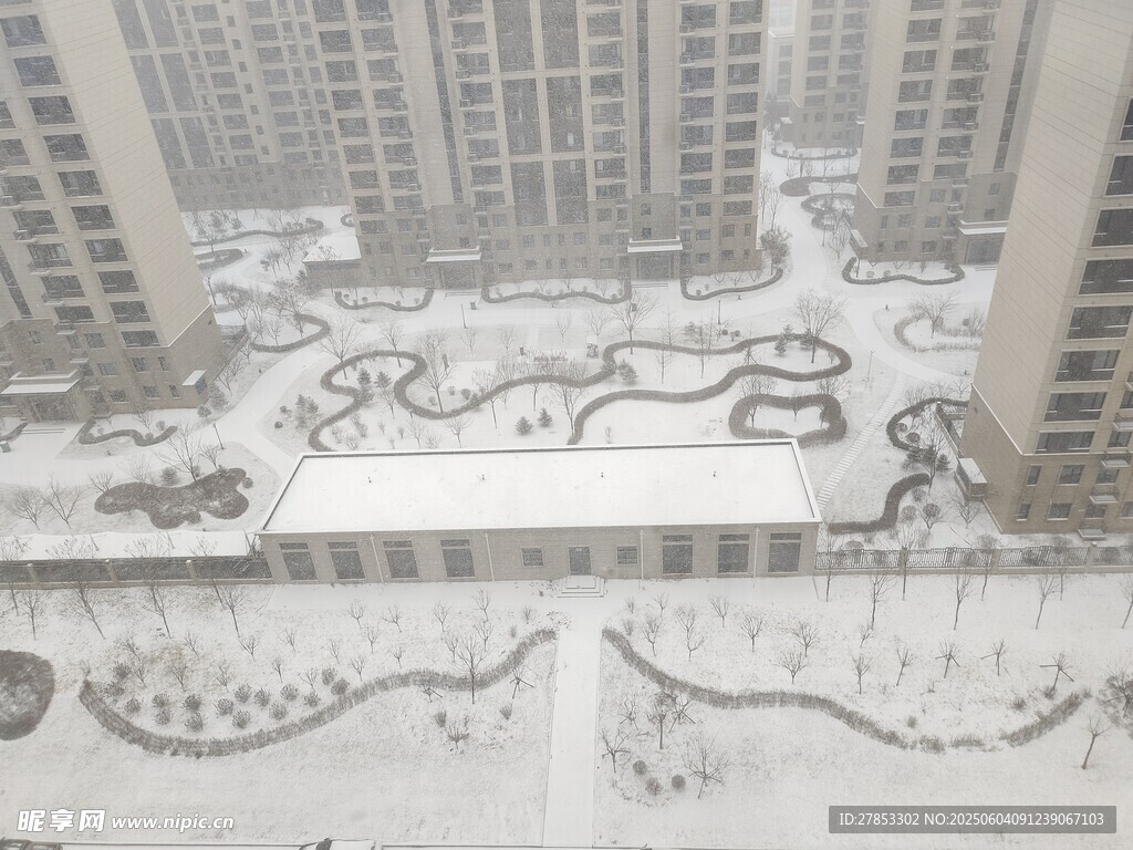 雪后小区景观俯瞰图