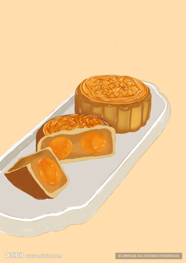 美味月饼手绘插画
