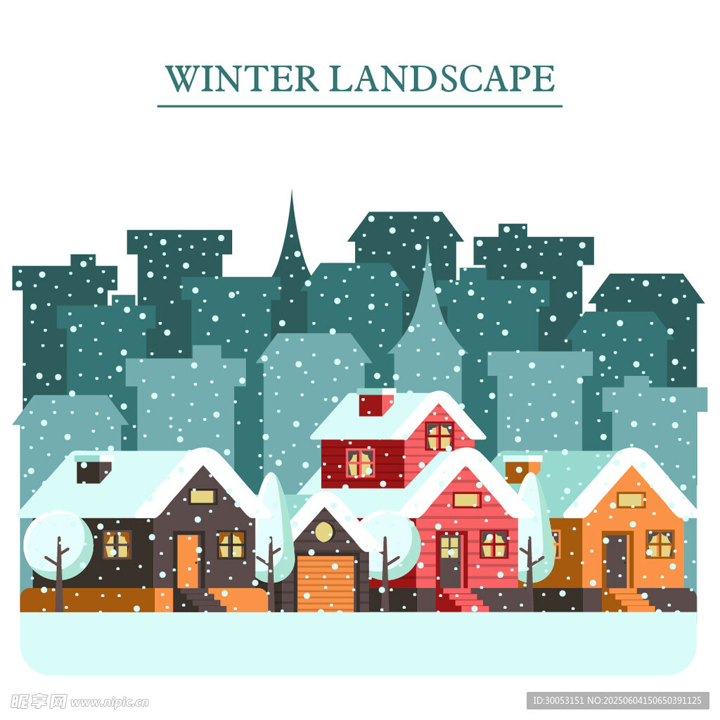 冬日雪景中的温馨小屋