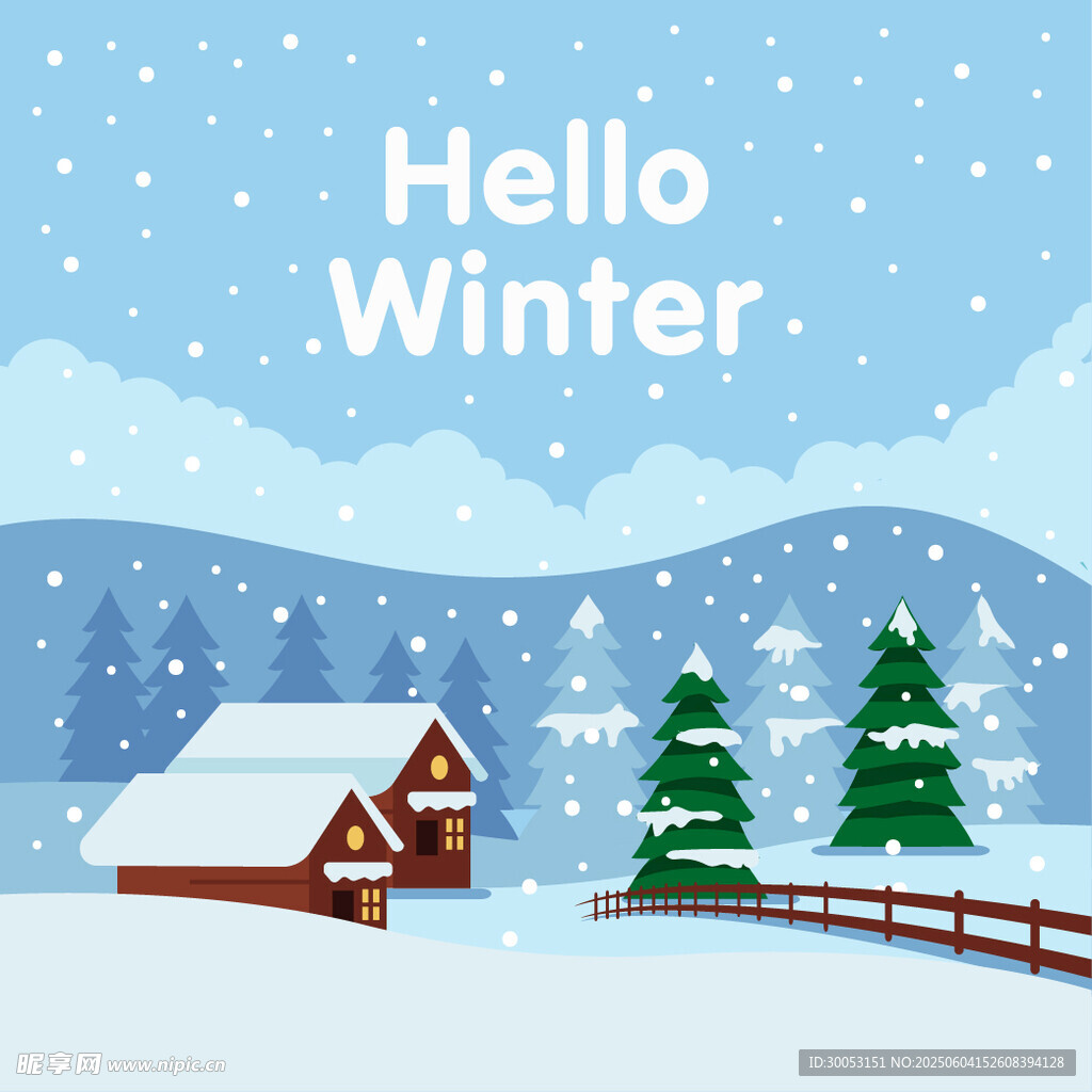 冬日雪景中的温馨小屋