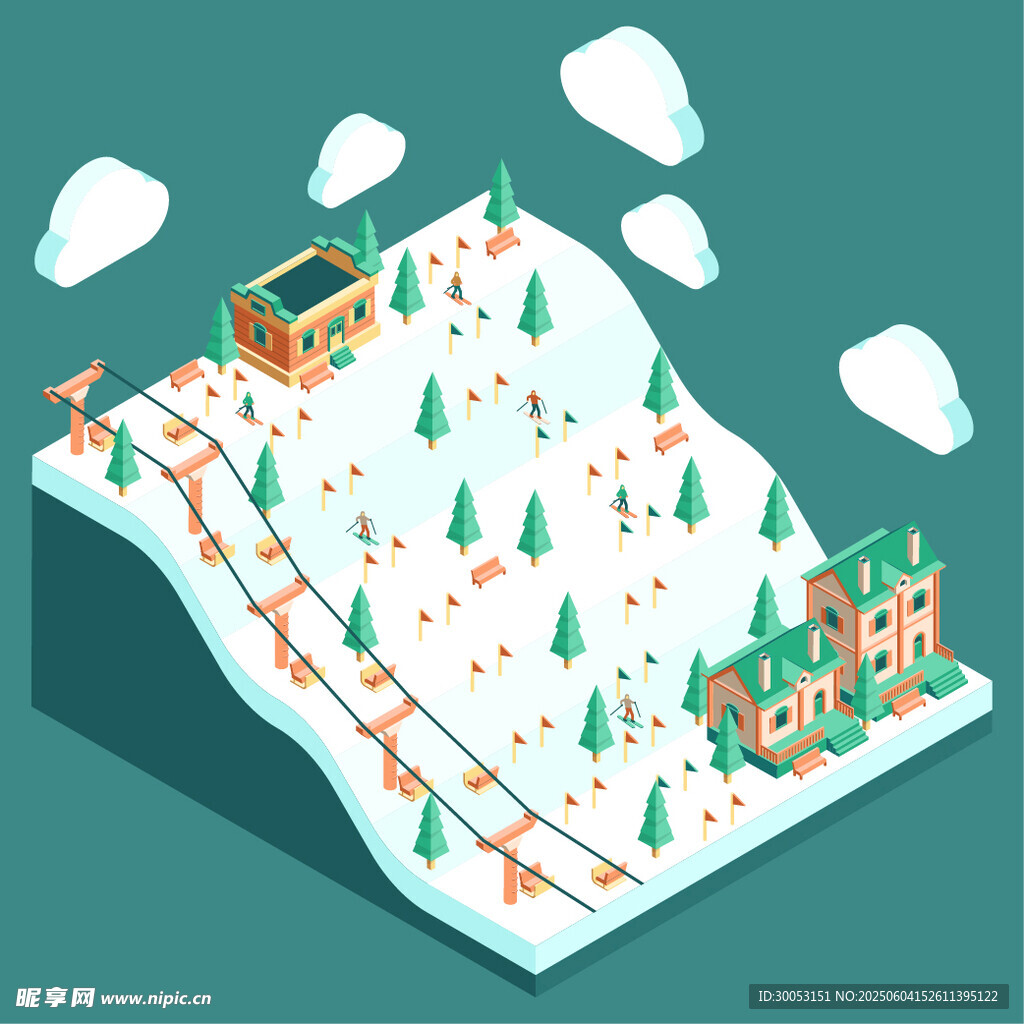 冬季滑雪度假村景观