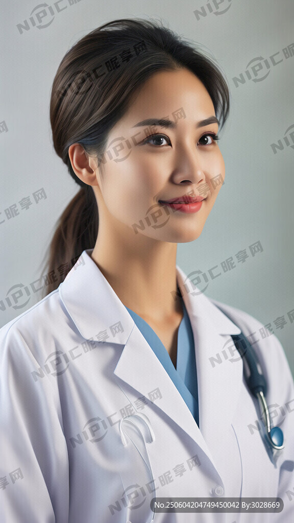 侧脸45度  亚洲女医生 