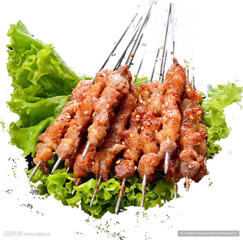 美味烤肉串 生菜相伴