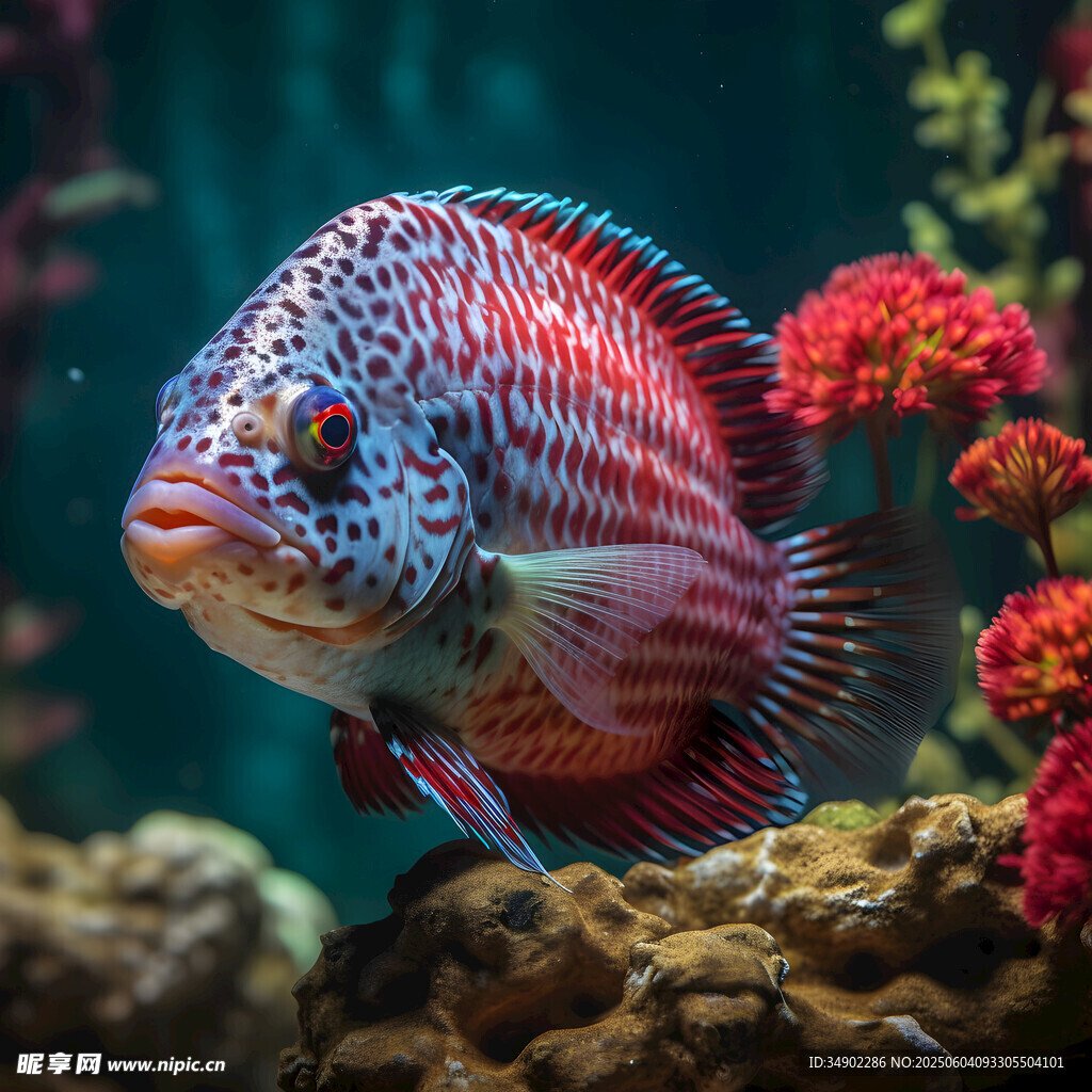 水族馆中色彩斑斓的观赏鱼