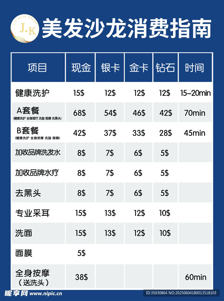 价目表