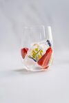 手绘花卉图案透明玻璃杯